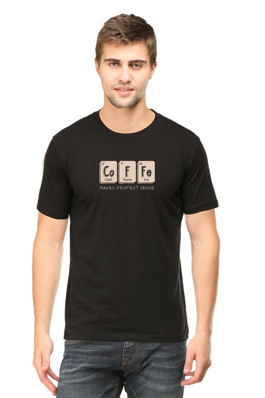 Male Round Neck Half Sleeve Classic Black Cofee Tshirt