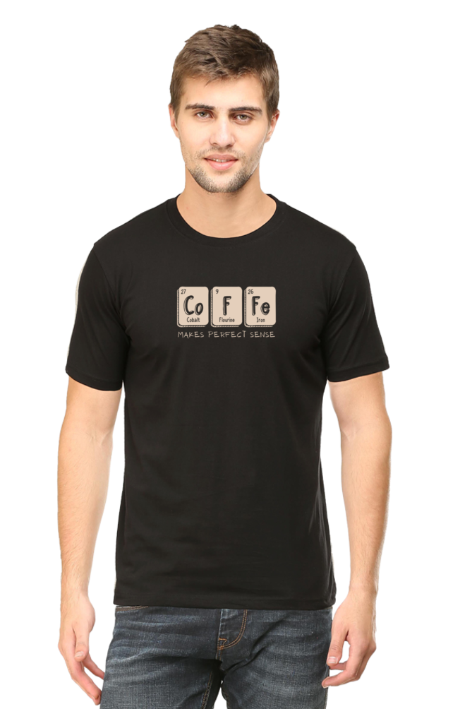 Male Round Neck Half Sleeve Classic Black Cofee Tshirt